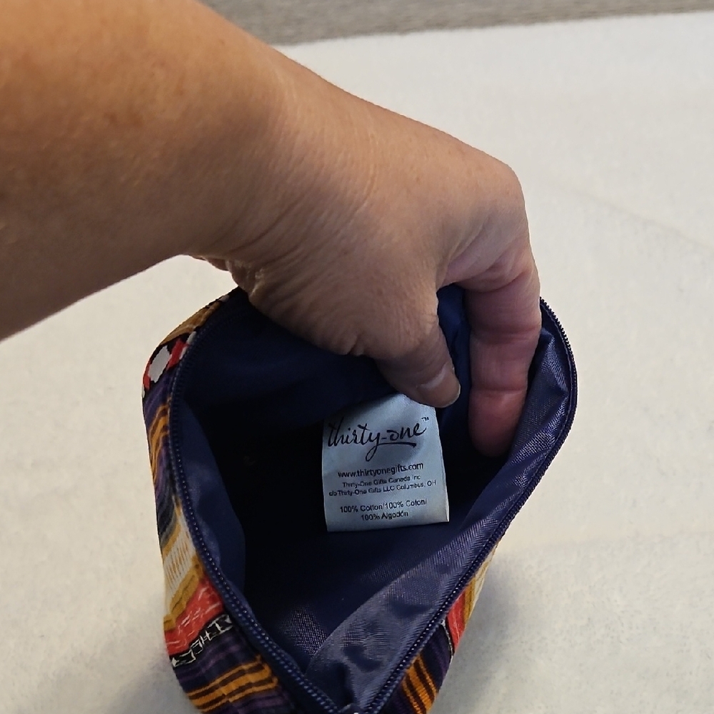 Purple and Red Geometric Cosmetic Bag with Zipper Closure - Picture 5 of 5